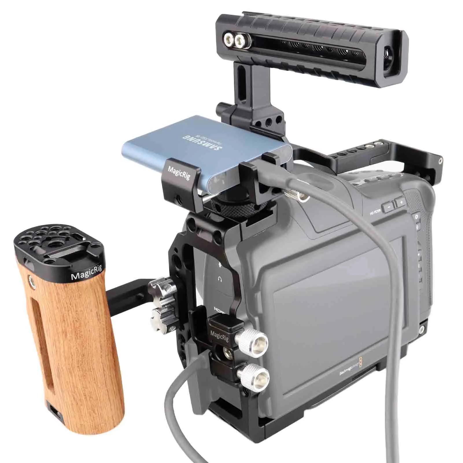 Kit de cage MAGICRIG pour BlackMagic BMPCC 6K Pro, avec poignée supérieure NATO, rail NATO, poignée