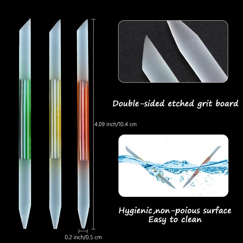 Poussoir à cuticules en verre, bâton de manucure professionnel, limage de précision, dissolvant de c
