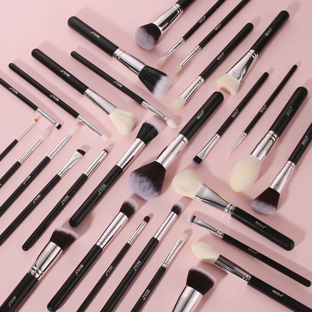 BEILI noir pinceaux maquillage ensemble professionnel naturel chèvre cheveux pinceaux fond de teint