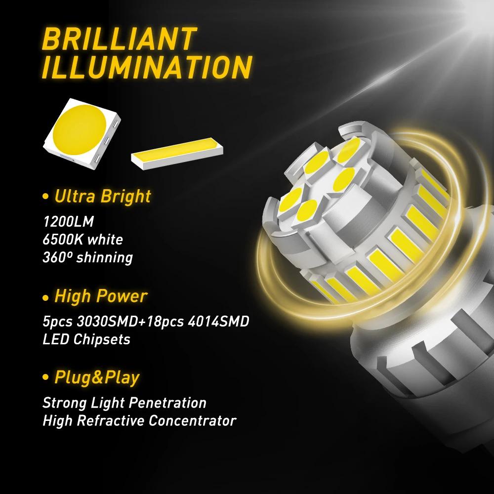 AUXITO 2 pièces T20 LED Canbus 7443 W21/5W ampoule LED 6500K blanc feu de stationnement DRL pour Peu