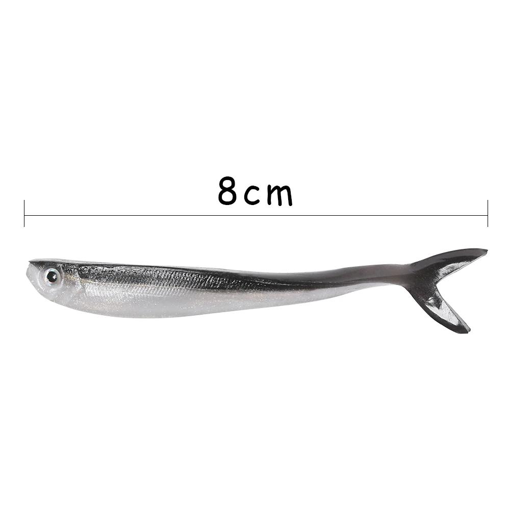 Leurre souple en silicone argenté, 10 pièces, appât Élidéal pour la pêche à l'alose, à la perche, au