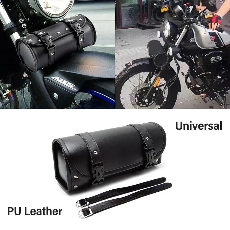 Sacoches de moto en cuir PU, sac à outils pour fourche avant et queue, bagages pour Harley Chopper B