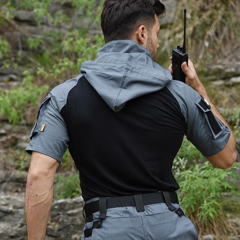 Chemise homme T-shirt tactique Safari chemises de Combat à capuche hommes vêtements chasse vêtements