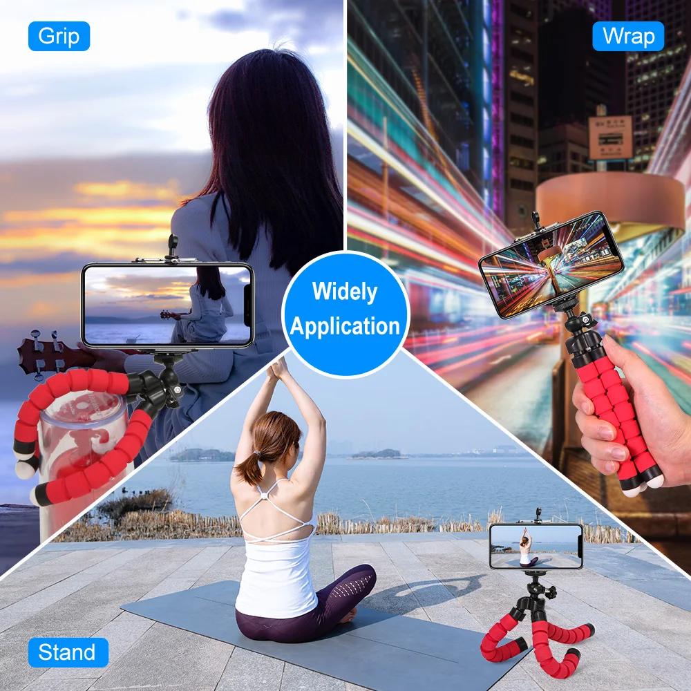 Trépied pour téléphone Flexible éponge poulpe Mini trépied pour IPhone Mini caméra trépied support p