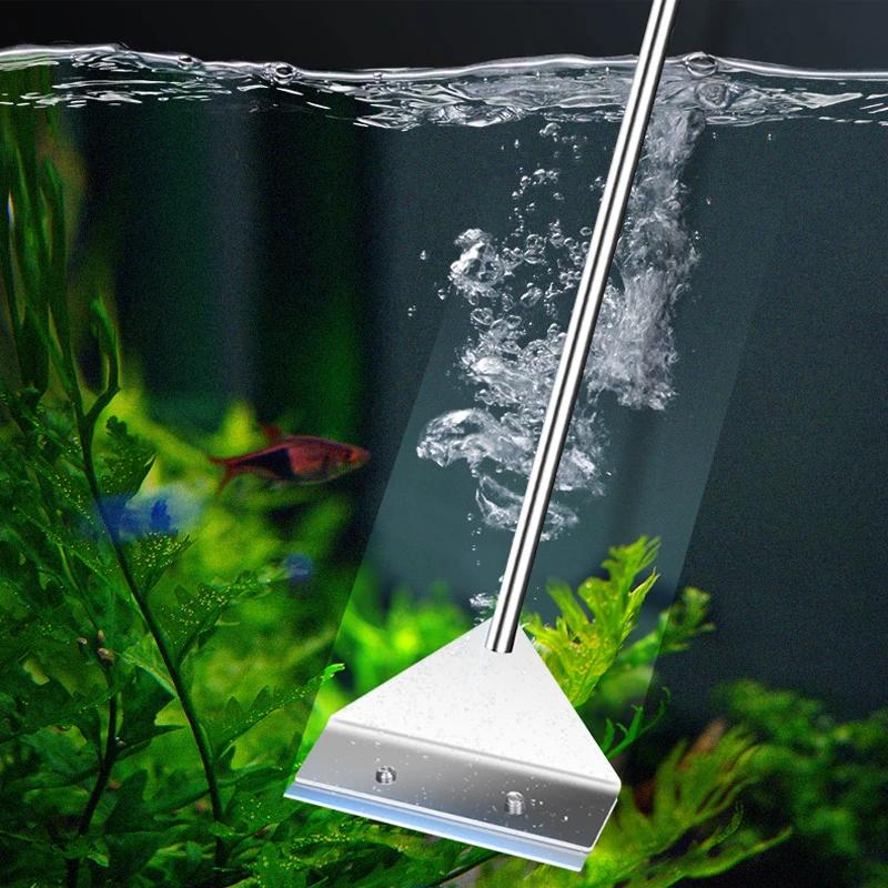 Outil de nettoyage d'aquarium, enlèvement d'algues de sable plat, verre à double usage, grattoir, fo