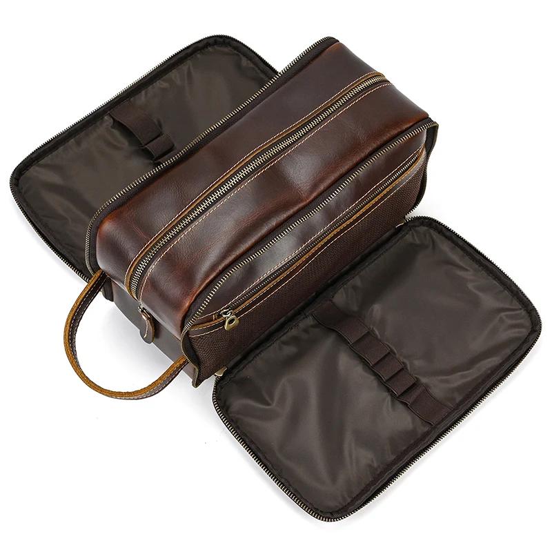 Trousse de toilette en cuir de vache pour hommes et femmes, sac à cosmétiques, sac de lavage, sacs d