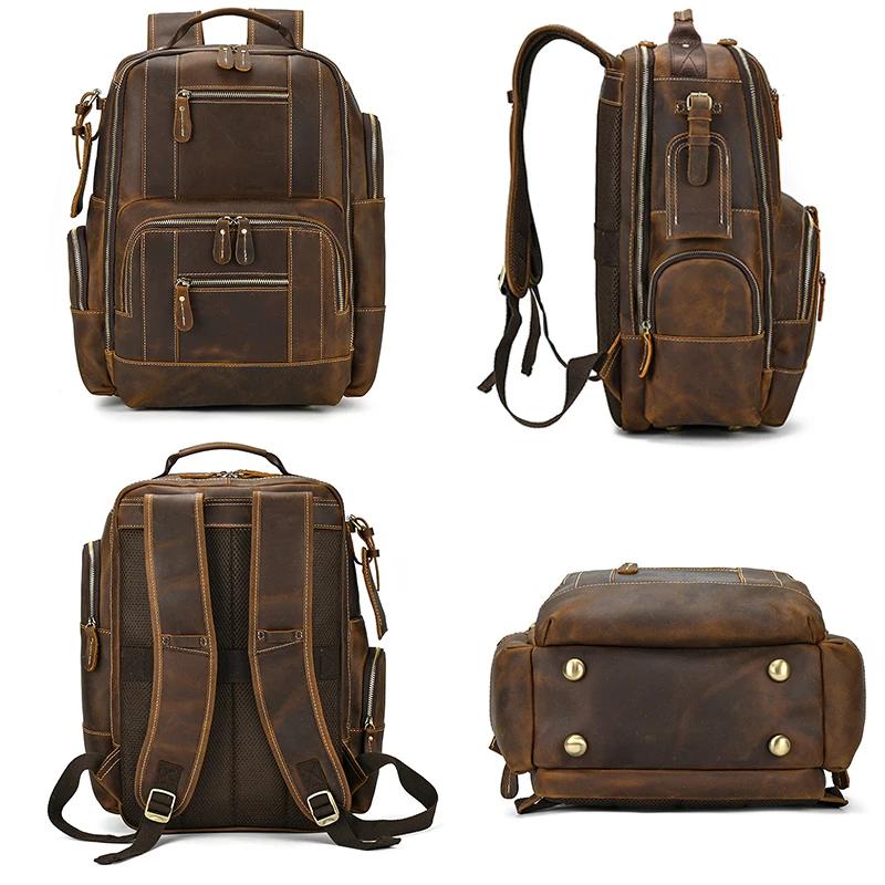 Luufan Vintage en cuir véritable homme voyage sac à dos Fit 15 "ordinateur portable sac à dos en cui