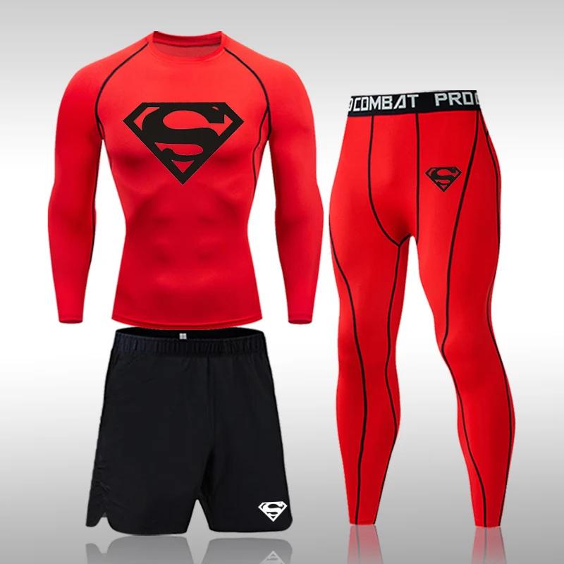 Ensemble compression MMA homme rashguard survêtement musculation vêtements sport trempés