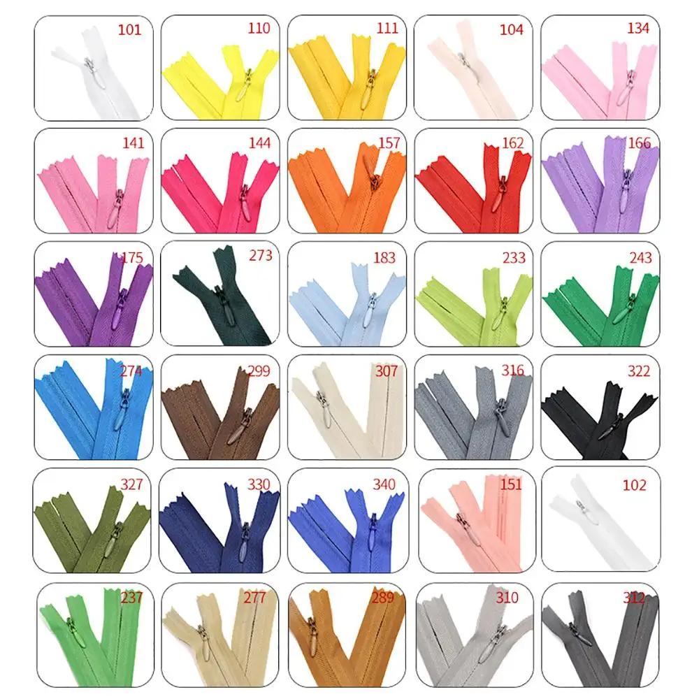 10 pièces/paquet 28cm 35cm 40cm 45cm 50cm 55cm 60cm 3 # Fermeture éclair Invisible en Nylon, bobin