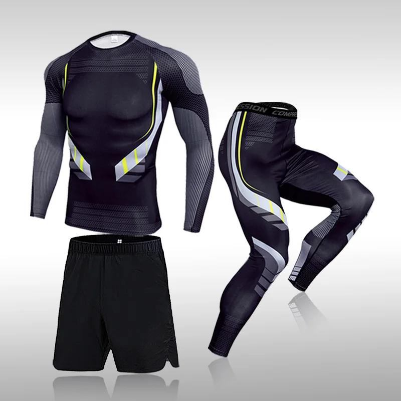 Ensemble de 3 pièces pour hommes, combinaison de Sport d'entraînement, de gymnastique, de Fitness, d