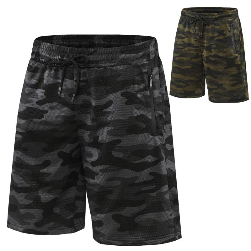 CamSolomon-Short de sport en maille à séchage rapide pour homme, pantalon respirant avec poche zippé