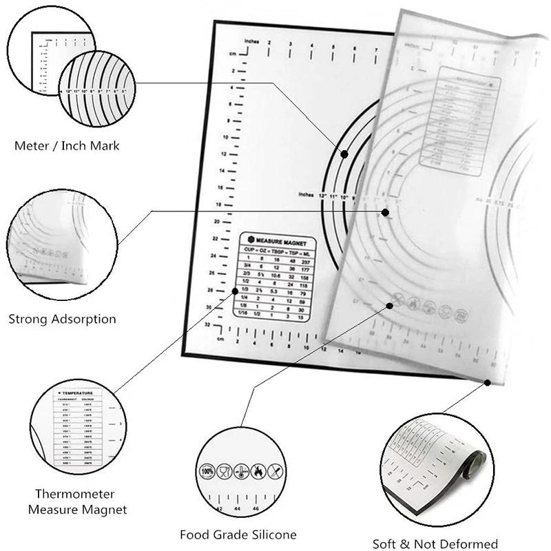 Tapis de pétrissage en silicone de grande taille, surface antiarina, polymères de pâte à rouler avec