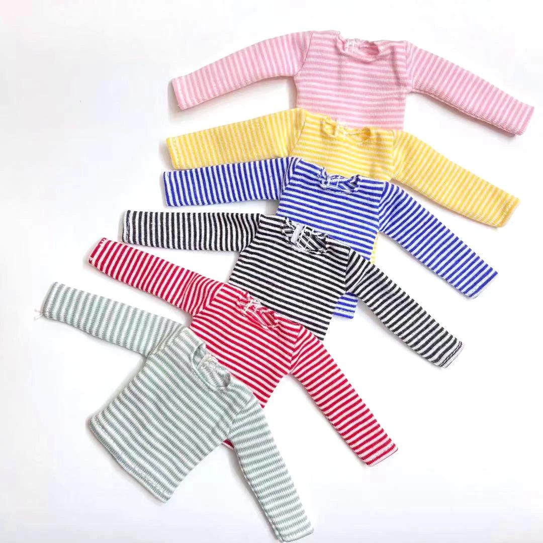 Blyth – T-shirt à manches longues et rayures en coton, vêtements pour poupées Pullip Blyth 1/6, acce