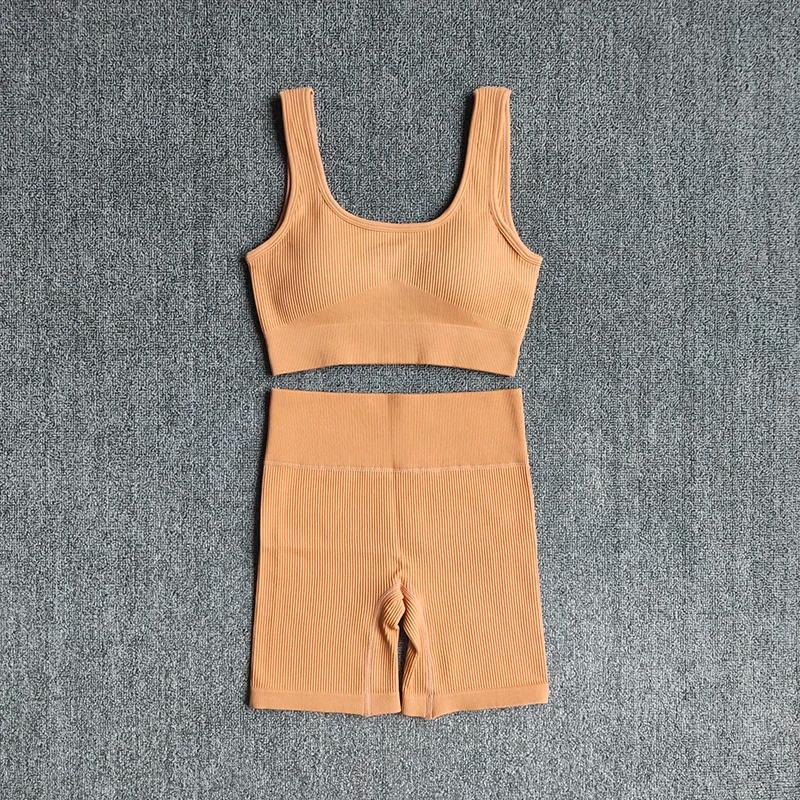 Ensemble yoga WAREBALL 2 pièces pour femmes - Soutien-gorge sans couture et shorts de sport sexy