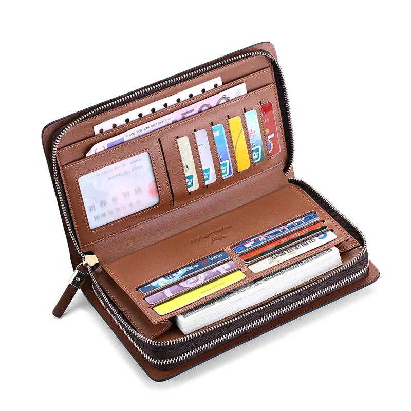 Pochettes de marque en croûte de cuir pour hommes d'affaires, organisateur de cartes de crédit pour