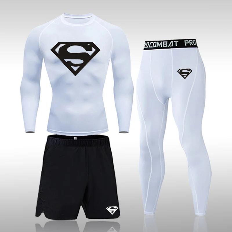 Ensemble compression MMA homme rashguard survêtement musculation vêtements sport trempés