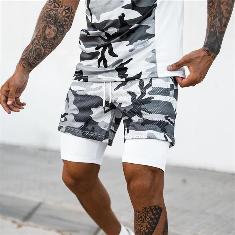 8-couleurs!!! Short de Camouflage 2 en 1 pour hommes, en maille respirante, à Double couche, pour Jo