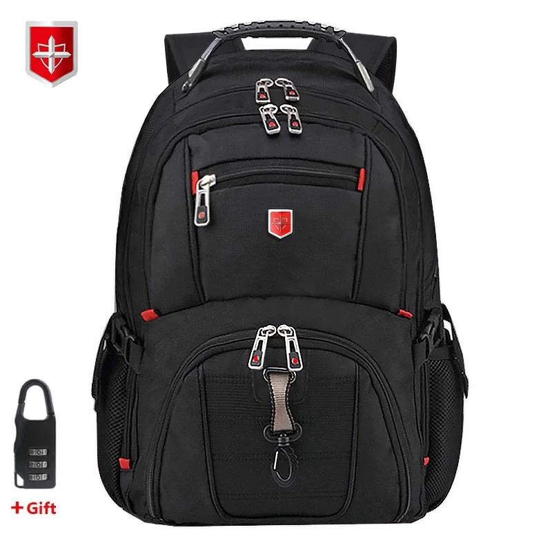 Sac à dos suisse étanche pour hommes, sacs à dos pour ordinateur portable 15.6/17 pouces, sacs de vo