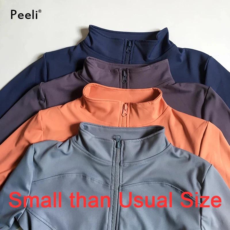 Peeli veste de sport à manches longues femmes fermeture éclair Fitness Yoga chemise hiver chaud haut