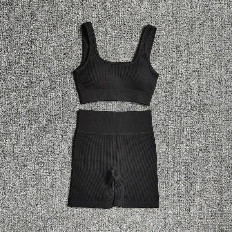Ensemble yoga WAREBALL 2 pièces pour femmes - Soutien-gorge sans couture et shorts de sport sexy