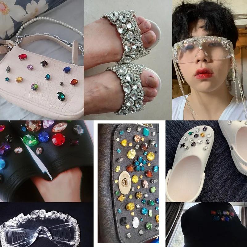 Toutes les tailles 24 couleurs Navette cristal verre Flatback coudre sur strass pierres montees arge