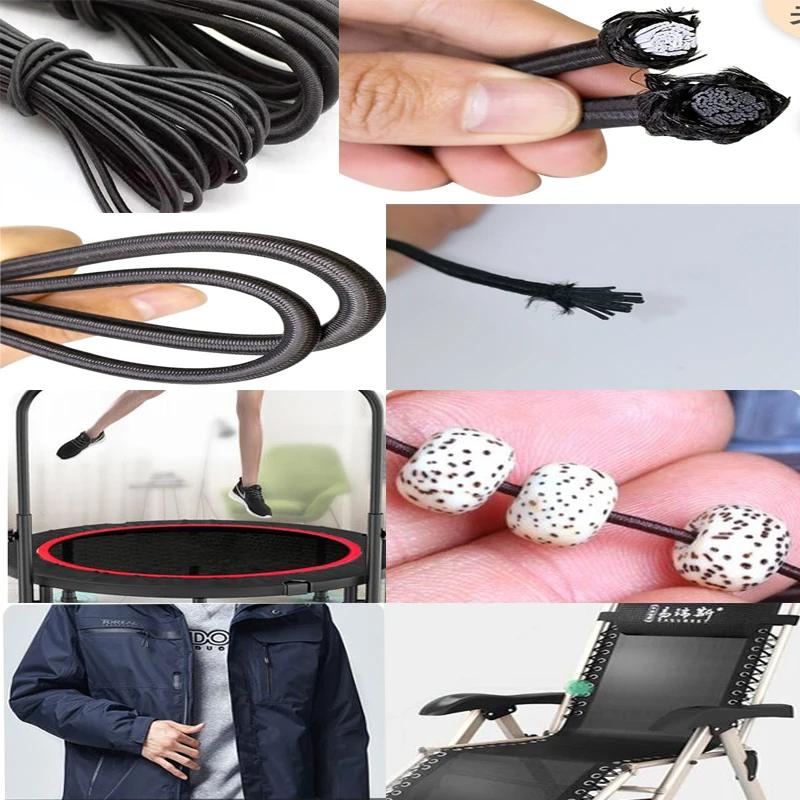 Bande élastique ronde noire et blanche, 5 m, 10m, 1/2/3/4/5/6mm, accessoire de couture, bricolage