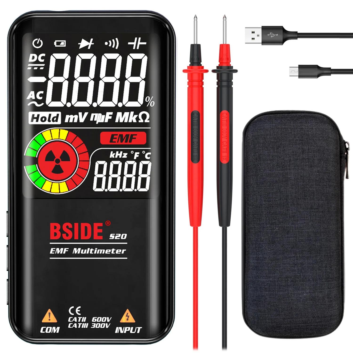 BSIDE – multimètre numérique à affichage couleur, voltmètre à plage automatique de 9999 points, Rech