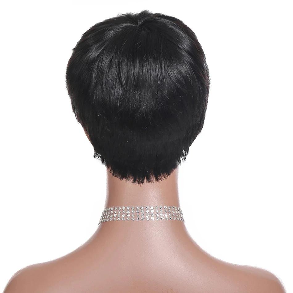 Perruque Bob courte perruques de cheveux humains droites avec frange perruques avant sans dentelle p