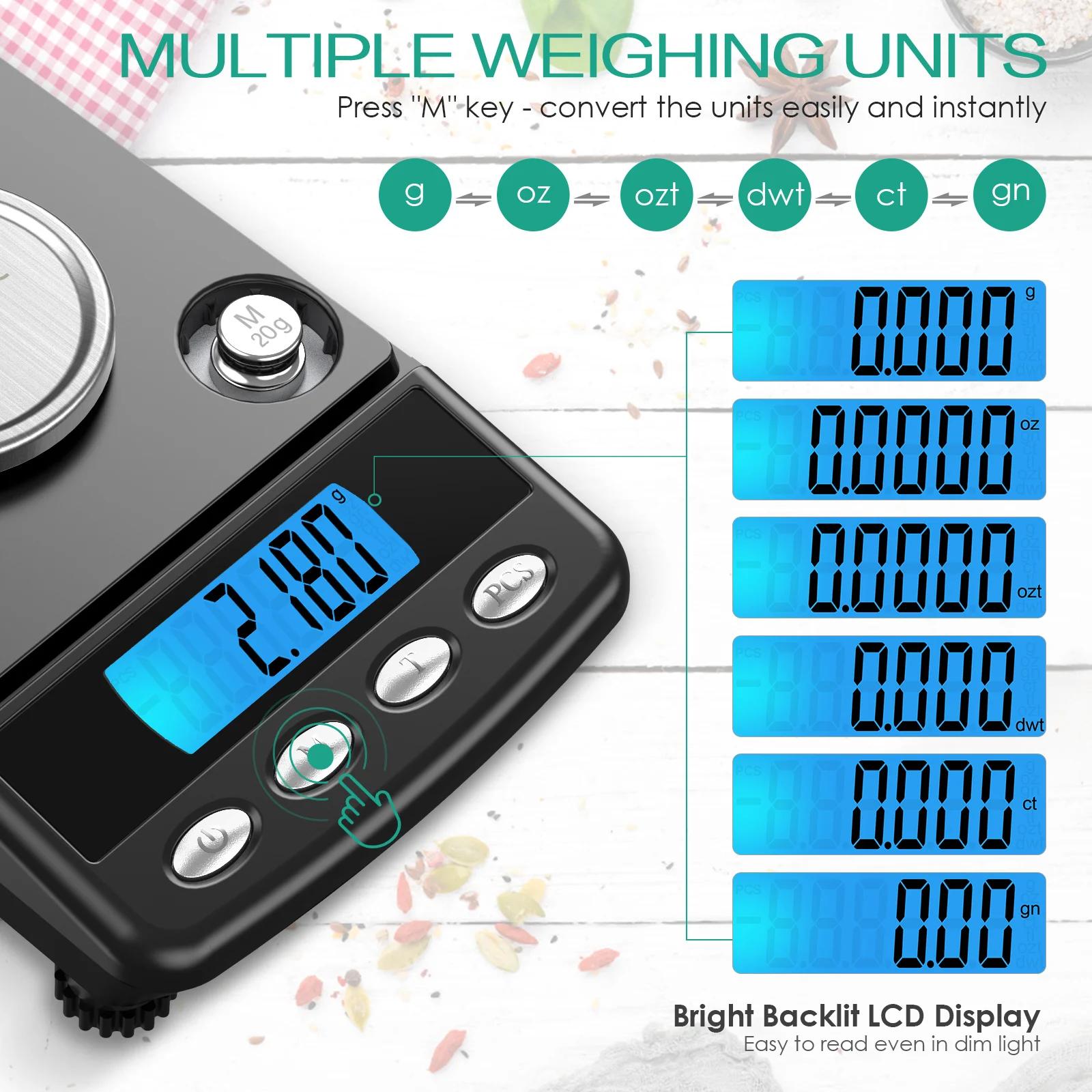 0.001g Balance numérique de précision 20g alimenté par USB Balance électronique LCD Mini Balance de