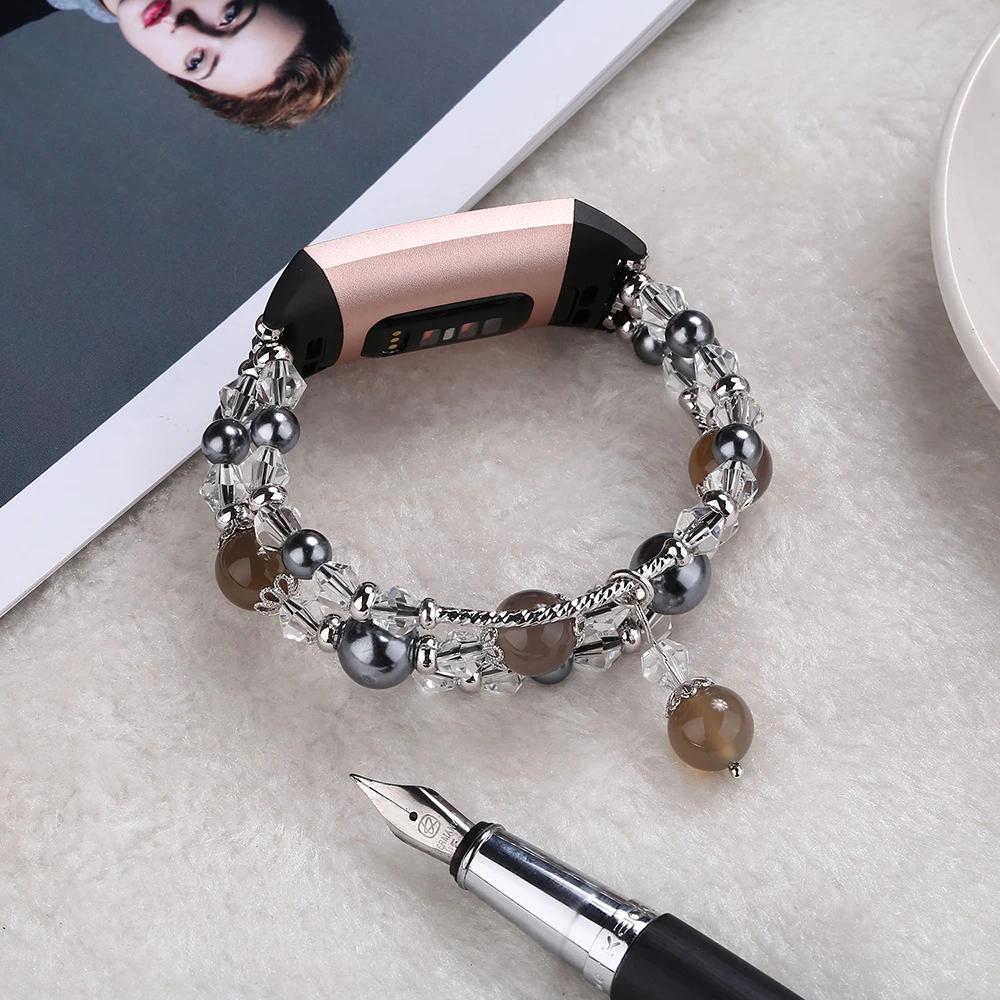 Bracelet de montre de mode pour Fitbit Charge 4 3 bandes pour femmes Charge 5/6 bracelets avec bijou