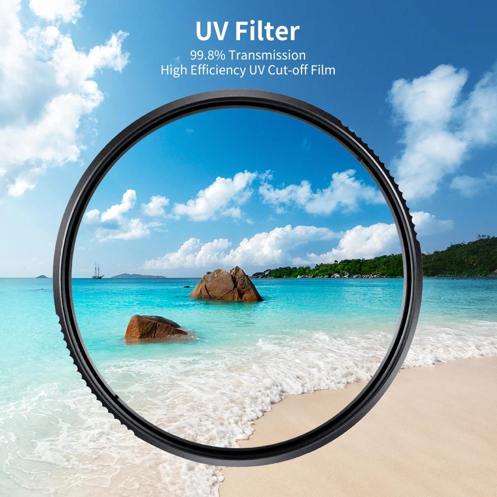 Kits de filtres pour appareil photo K&F CONCEPT MC UV CPL avec capuchon d'objectif, polarisant circu