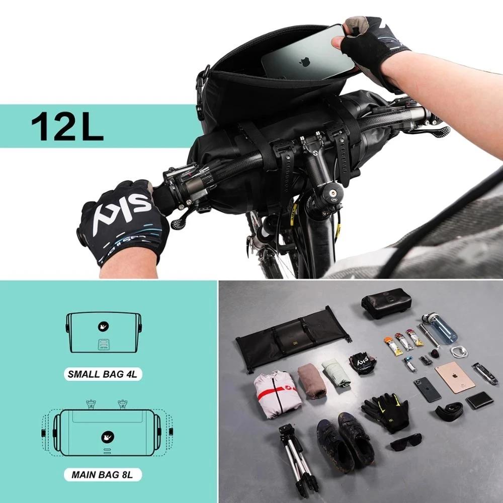 Rhinowalk – sac de guidon de vélo étanche, grande capacité 4L-12L, cadre, Tube avant, sac de cyclism