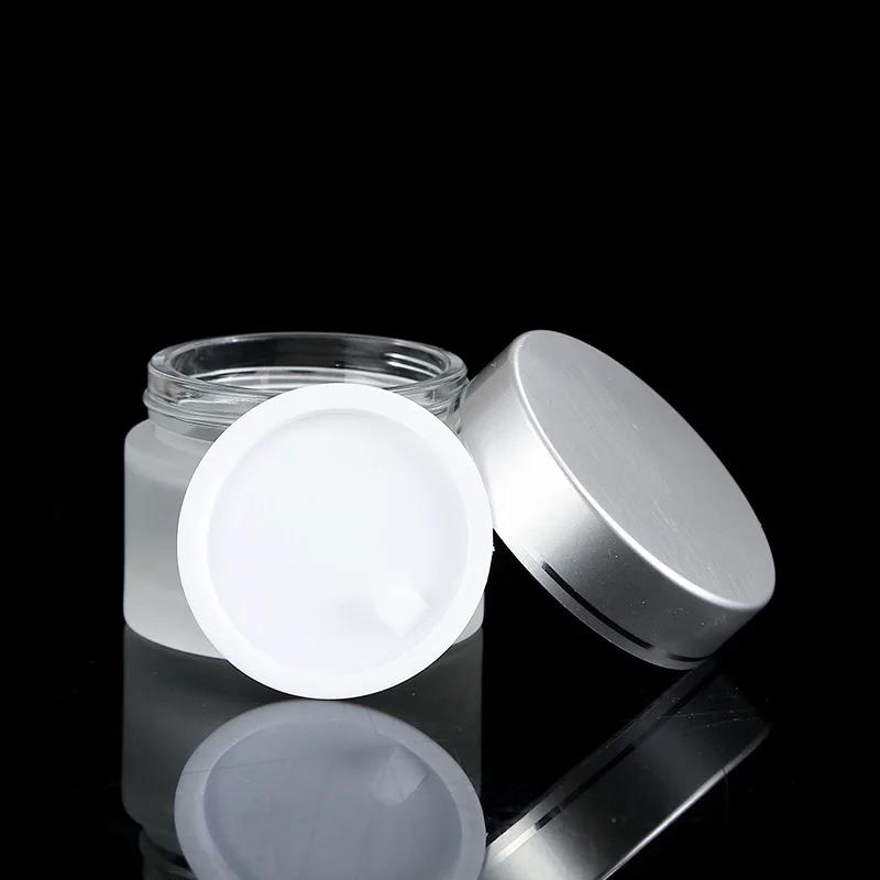 Bouteilles d'onguent rechargeables en verre givré, Pot cosmétique vide, conteneur de crème pour le v