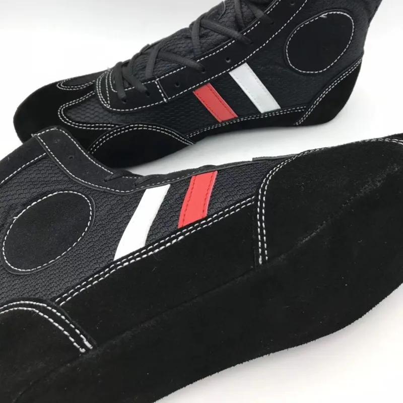 Chaussures de boxe professionnelles en cuir à fond souple, chaussures Worcestershire Ling d'intérieu