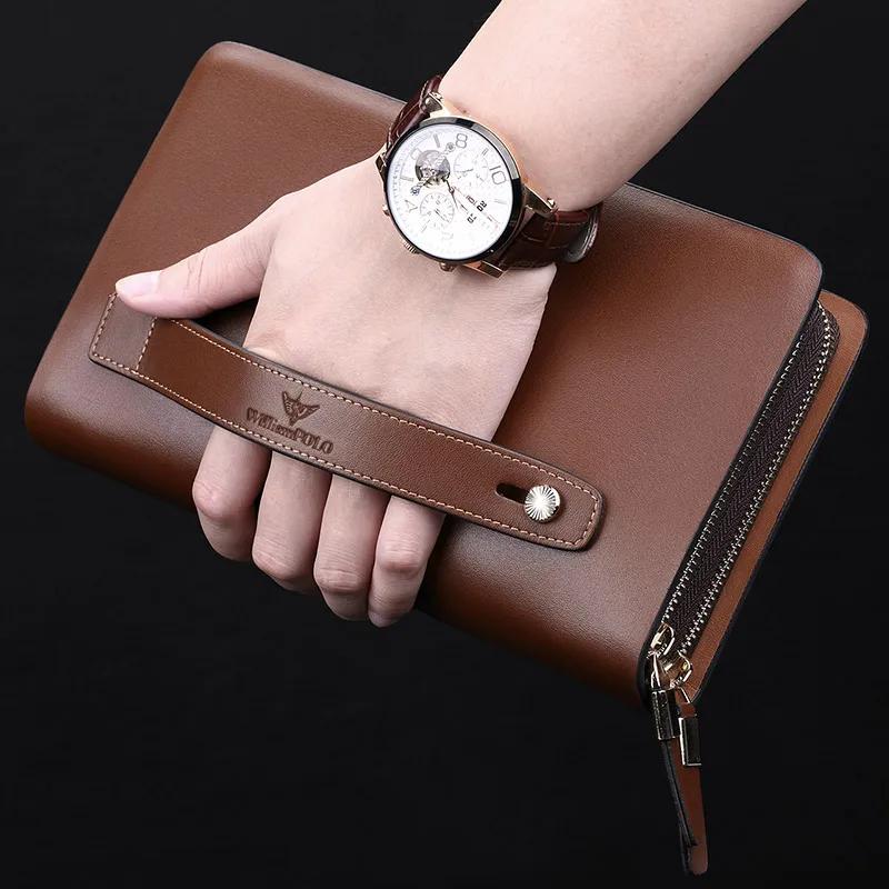 Pochettes de marque en croûte de cuir pour hommes d'affaires, organisateur de cartes de crédit pour