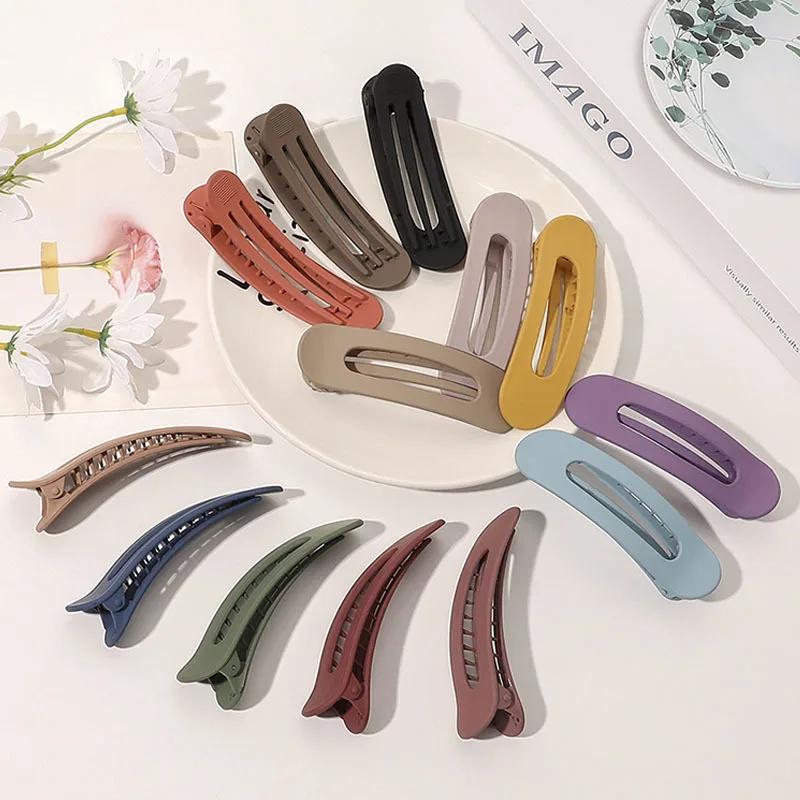 Grands pinces à cheveux givrées coréennes pour femmes et filles, accessoires de cheveux, couleur uni