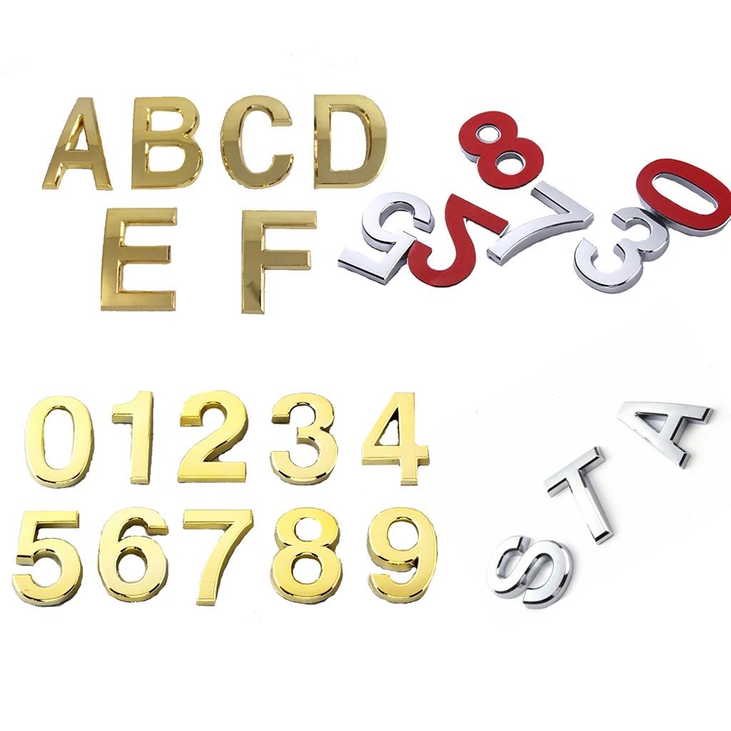 Autocollants de lettres de l'alphabet 3D, 5cm, pour appartement, hôtel, maison, plaque de porte, arm