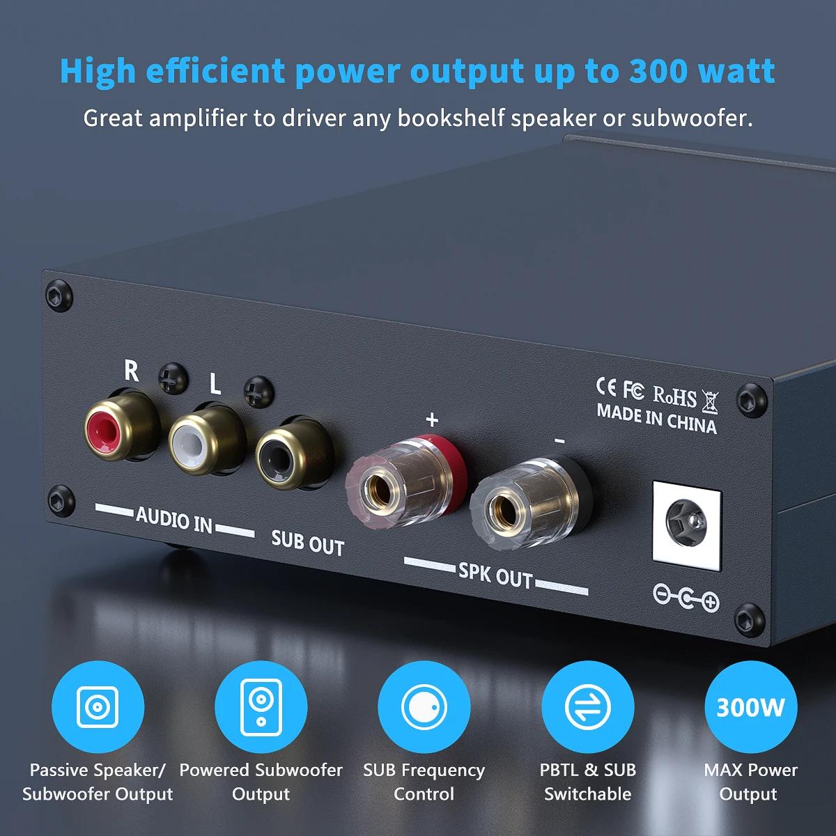 Fosi Audio-Amplificateur de caisson de basses M03, 300W, Mono Amp, Digital Hifi, Home Power Audio, H