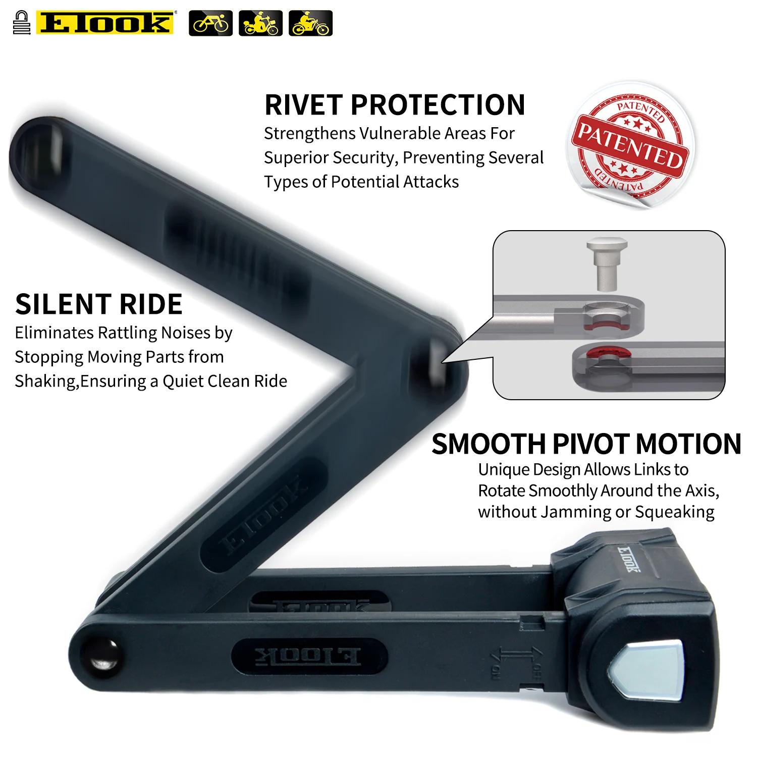 Serrure anti-vol pliable ETOOK pour vélo VTT scooter moto - Acier allié robuste anti-cisaillement hydraulique