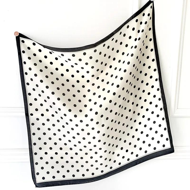 Écharpe carrée à pois pour femme, châles et enveloppes de luxe, petit sac à la mode, écharpes pour c