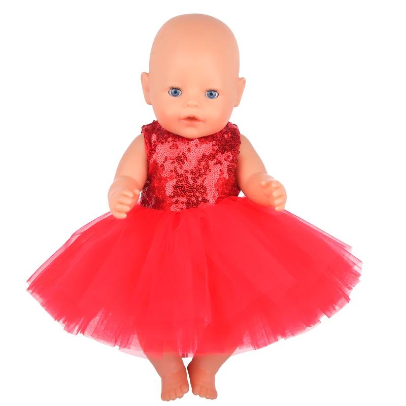 Robe à paillettes, vêtements de poupée pour bébé de 17 pouces et 43cm, jupe brillante pour fête de r