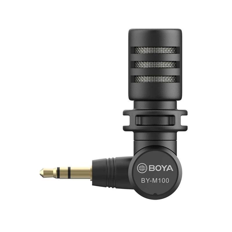 BOYA – Microphone Miniature enfichable BY-M100 3.5mm TRS, pour appareil photo reflex numérique Nikon