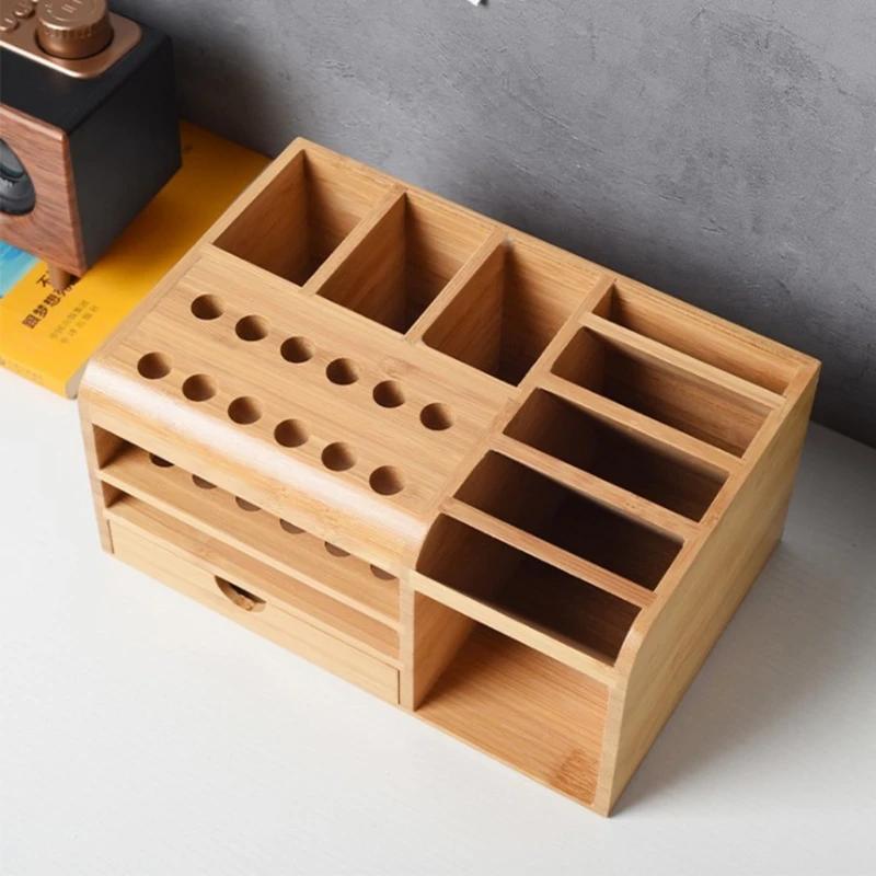 Boîte rangement multifonctionnelle en bois, support bureau service Mobile, tournevis, support pincet
