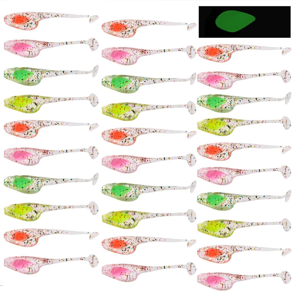 30 pièces Silicone souple lumineux flottant leurre de pêche 5 cm 1g appât artificiel souple nageurs
