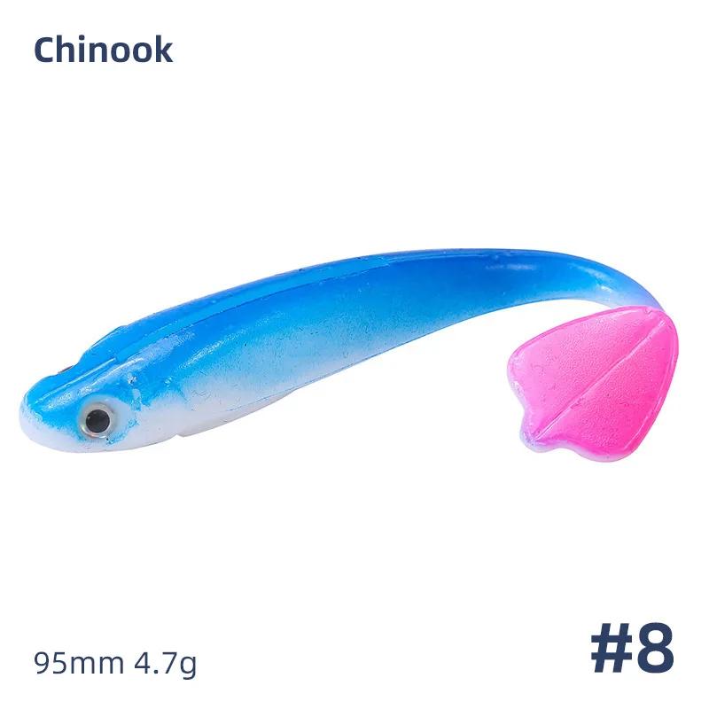 Chinook SoftBait leurre 90mm grande queue de pagaie Shad Swimbait 5 pièces ensemble Wobblers Silicon