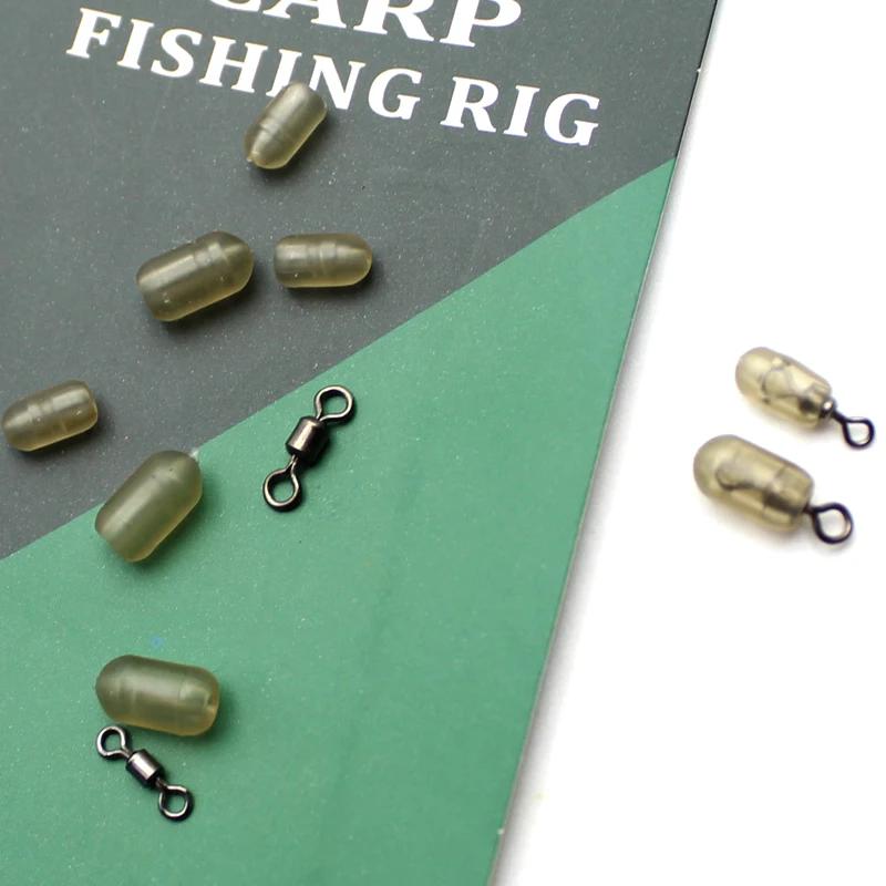 Accessoires de pêche à la carpe, 30 pièces, perles d'arrêt pivotantes, manches Anti-emmêlement, arrê
