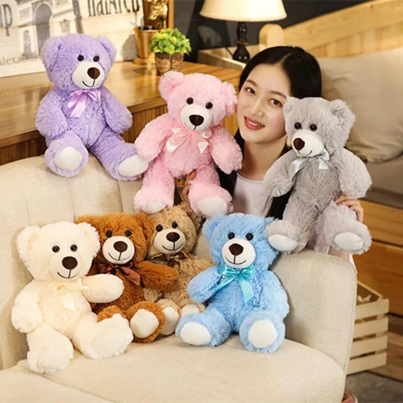 35CM mignon coloré nœud papillon ours poupée en peluche câlin ours poupée enfants cadeau d'anniversa