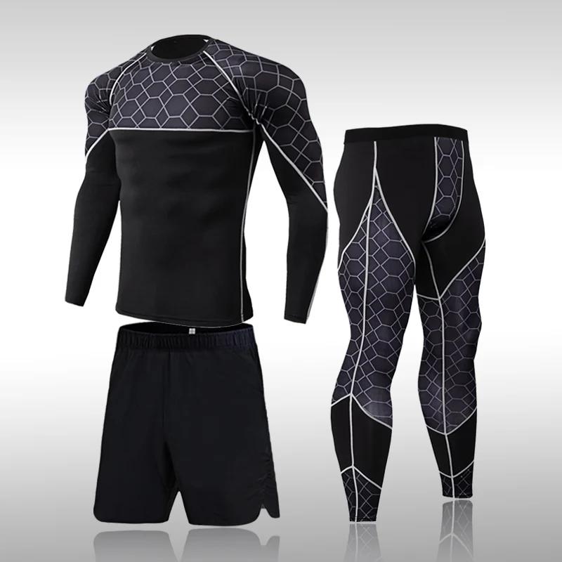 Ensemble de survêtement de compression pour homme, t-shirt moulant, legging de course, salle de spor