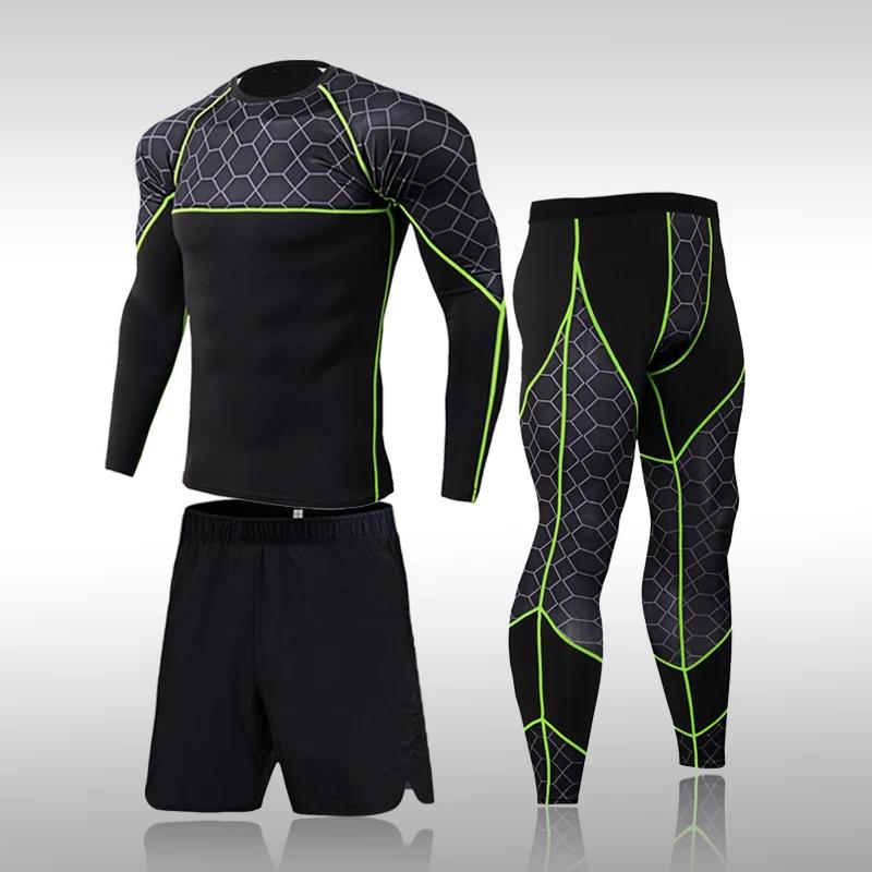 Ensemble de survêtement de compression pour homme, t-shirt moulant, legging de course, salle de spor
