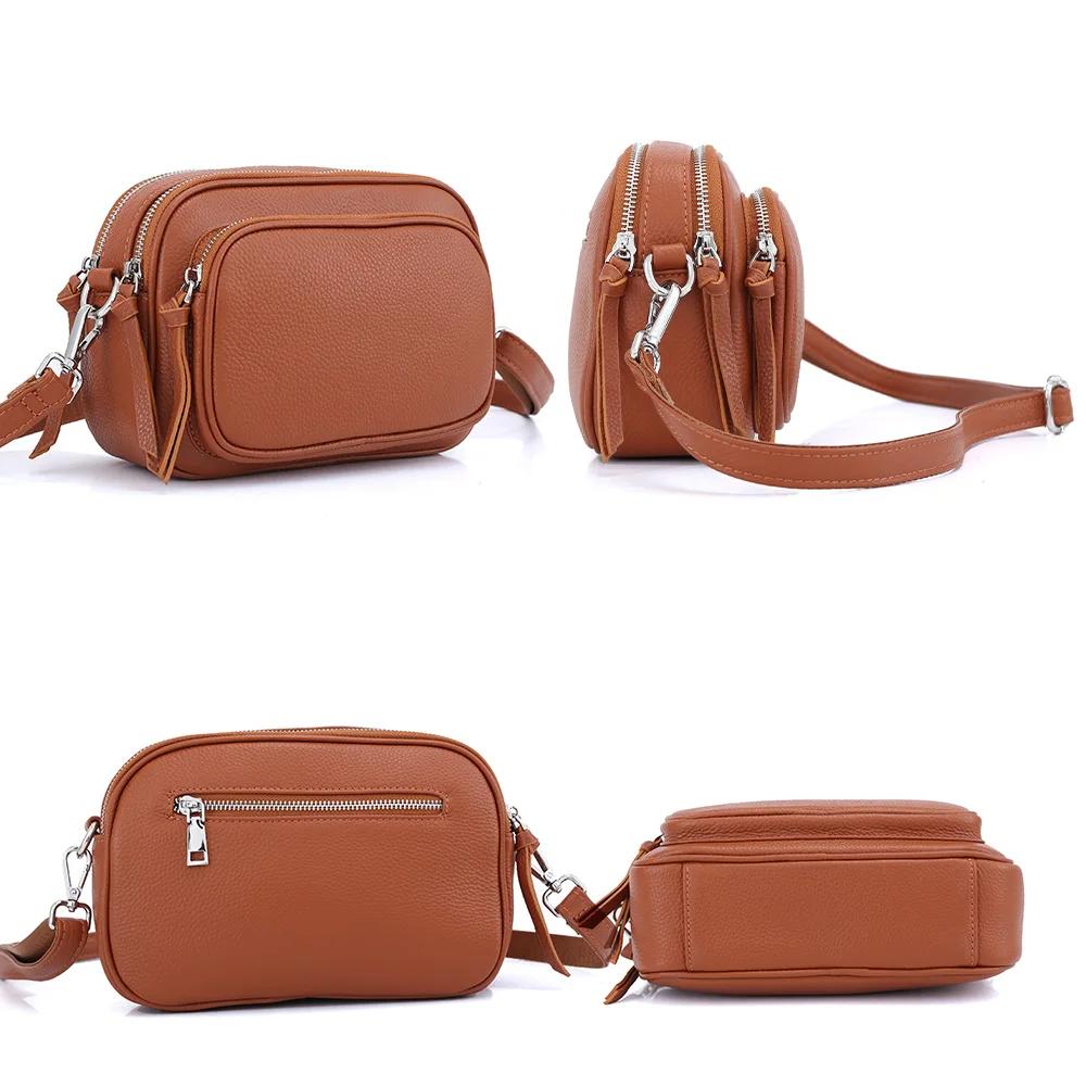Zency concepteur femmes sac à bandoulière véritable cuir de vachette sac à main poches à glissière g